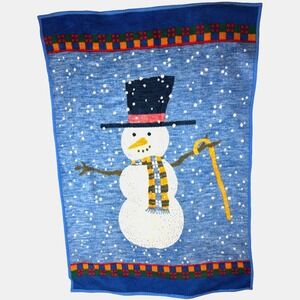 Biederlack Snowman Throw Blanket htf Virgin Acrylic 50x70 Soft Germany Holiday